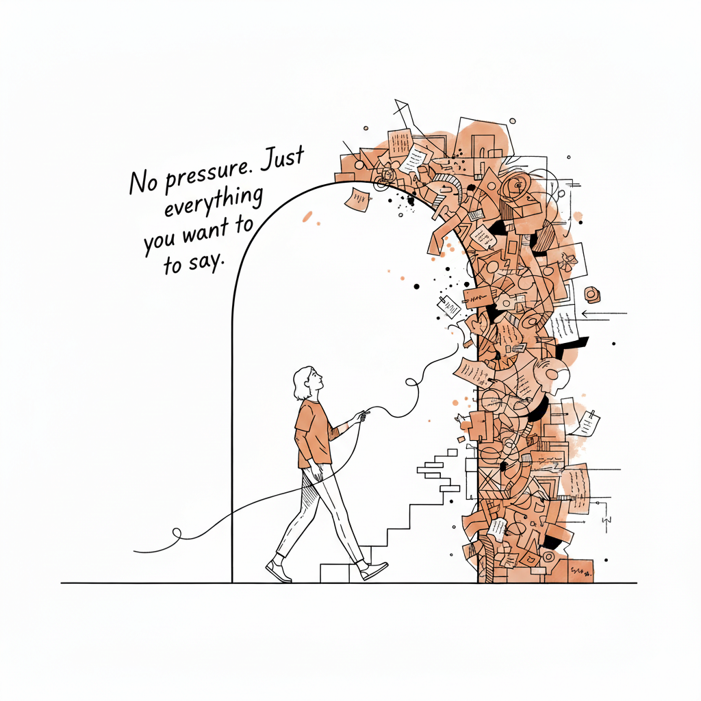 Illustration of stepping through an archway of ideas